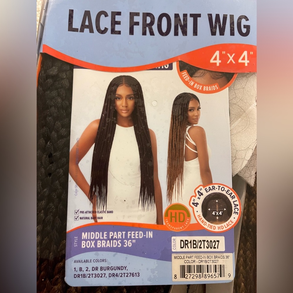 4x4 Middle Part Feed In Braided Wig 36”